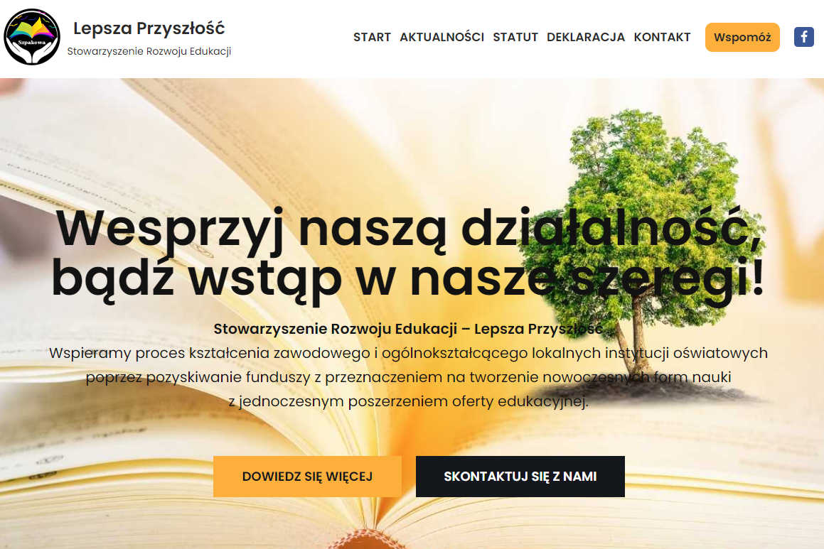 Strona internetowa stowarzyszenia lepsza przyszłość. 